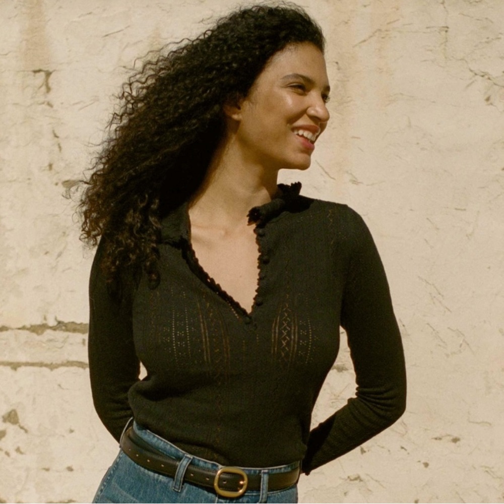 Doen Mia Henley in black pointelle